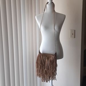 Yoki Tan Fringe Shoulder/ Crossbody Purse